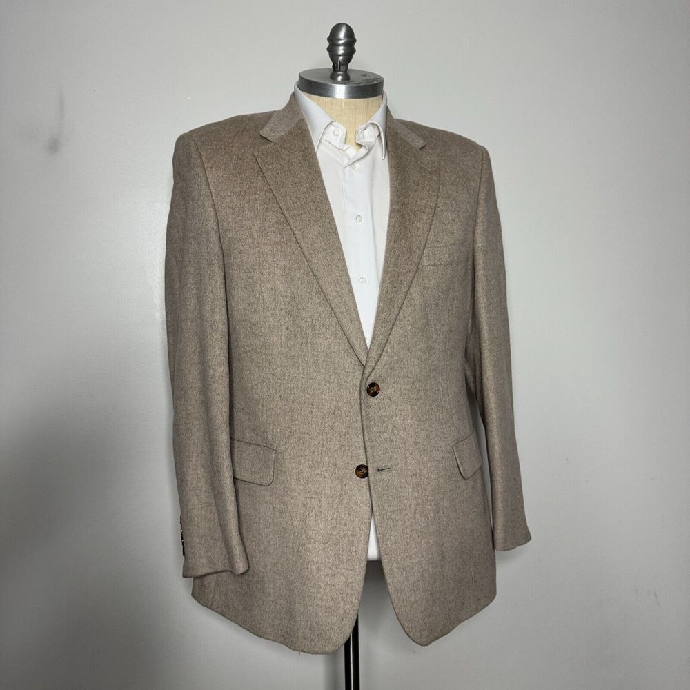 Haspel 44L Blazer Sport Coat Mens Solid Beige Camel Hair